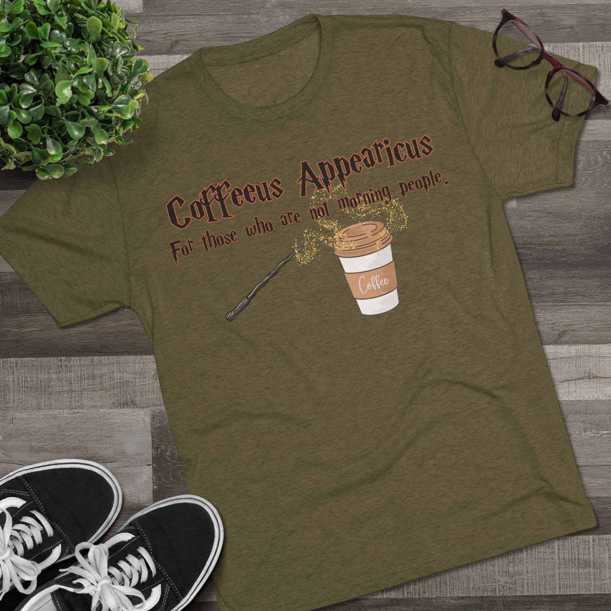 Coffeeus Appearicus Shirt, Funny Coffee T, Magic Coffee Lover Gift, Wizard Coffee Shirt, Triblend Tee, Funny Gift for Her, Book Lover Shirt