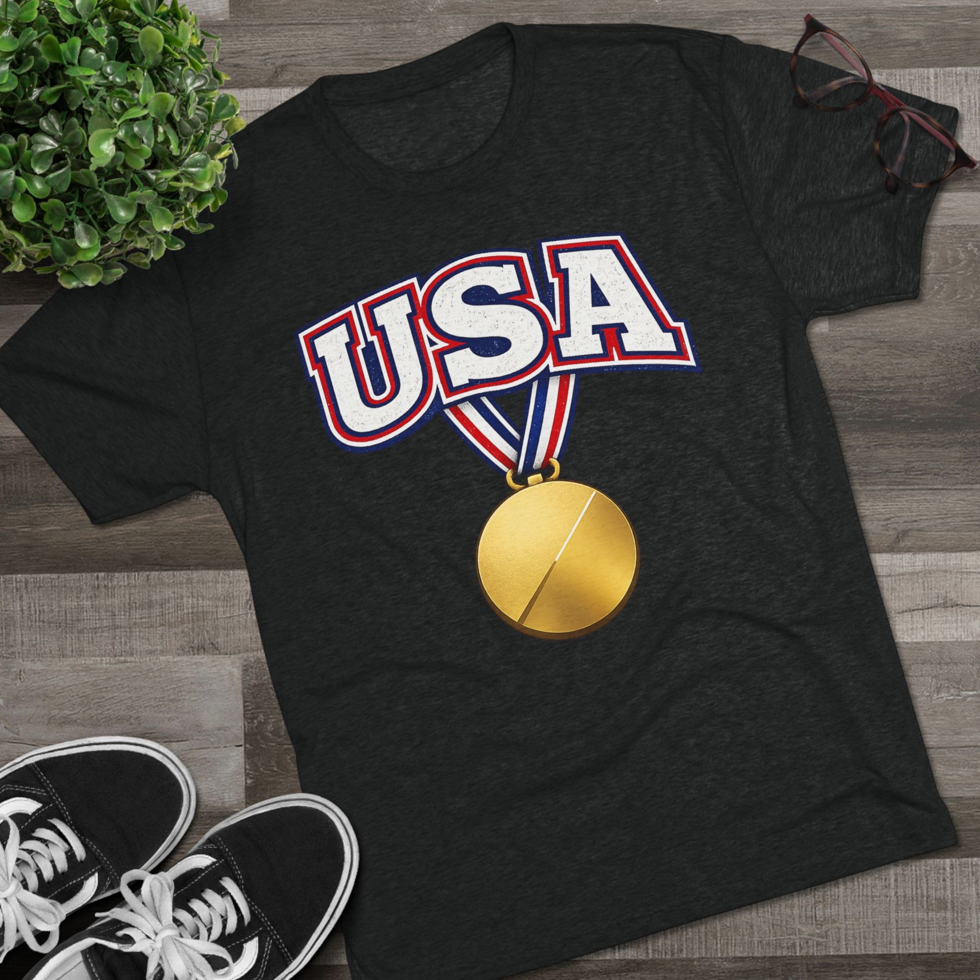 USA Medal Graphic Tee | Patriotic Sports Shirt, 4th of July Apparel