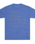 Detroit Lions Names Stack Tee | Goff Gibbs St. Brown Williams LaPorta T-Shirt | Triblend Comfy Soft Buttery Feel