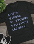 Detroit Lions Names Stack Tee | Goff Gibbs St. Brown Williams LaPorta T-Shirt | Triblend Comfy Soft Buttery Feel