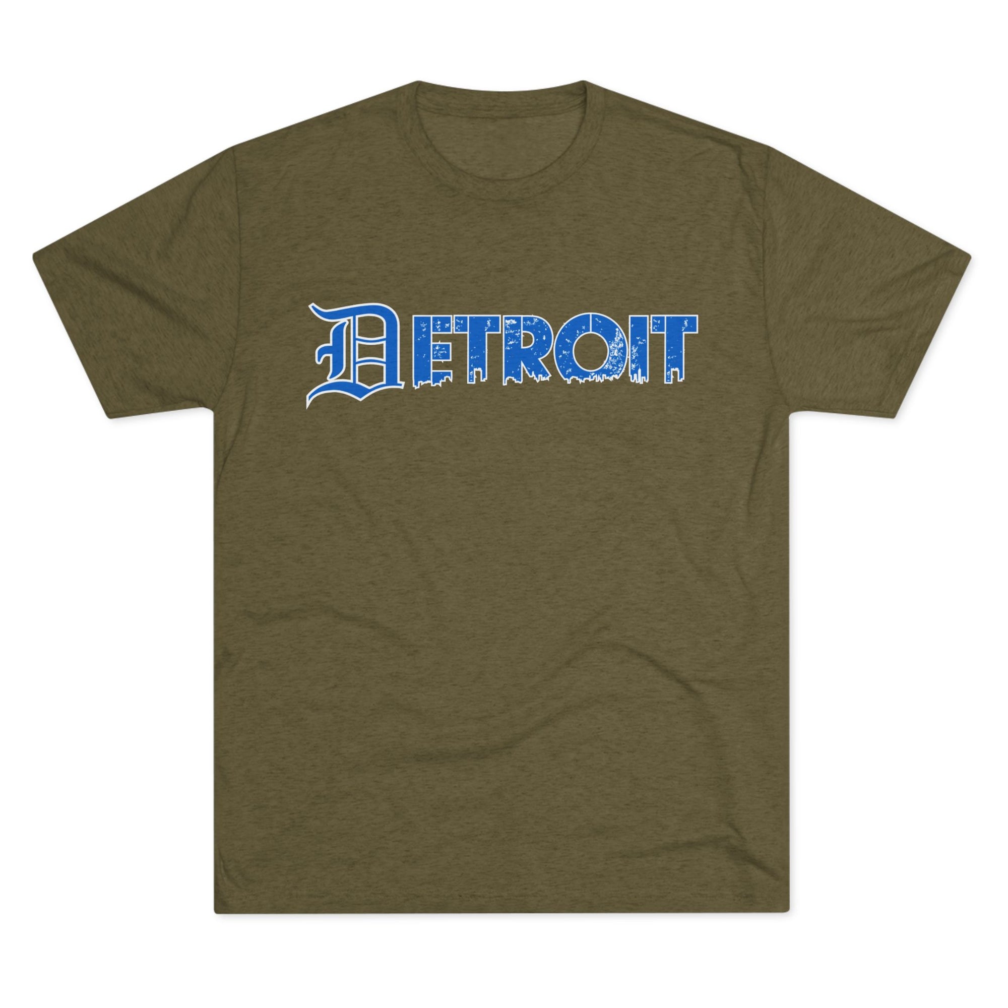 Copy of Detroit Blue &amp; White Triblend T-Shirt | Old English Detroit Tee | Super Soft Vintage Detroit Shirt | Detroit Streetwear | Motor City Tee