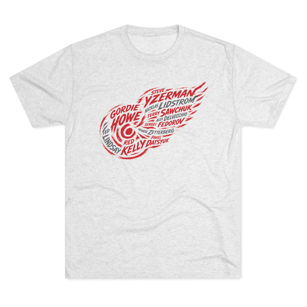 All-time Wings Names Vintage Sports Tee | Detroit Hockey Names Triblend Soft T-Shirt