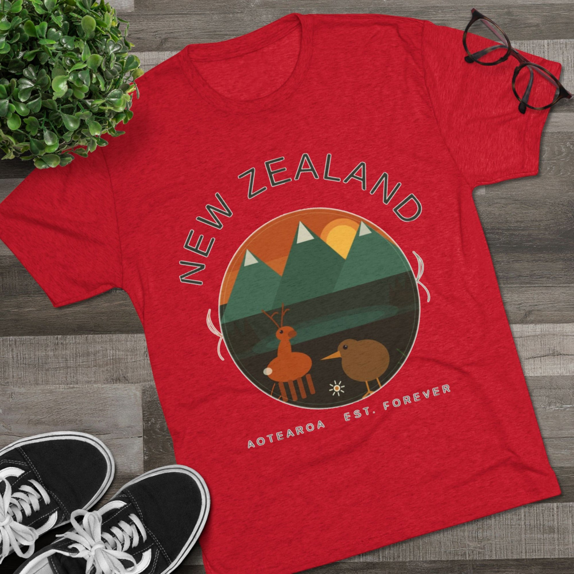 Aotearoa New Zealand Tri-Blend Tee, Classic Soft Shirt for Men &amp; Women, Kiwi Travel Top, Vintage Tshirt, Souvenir