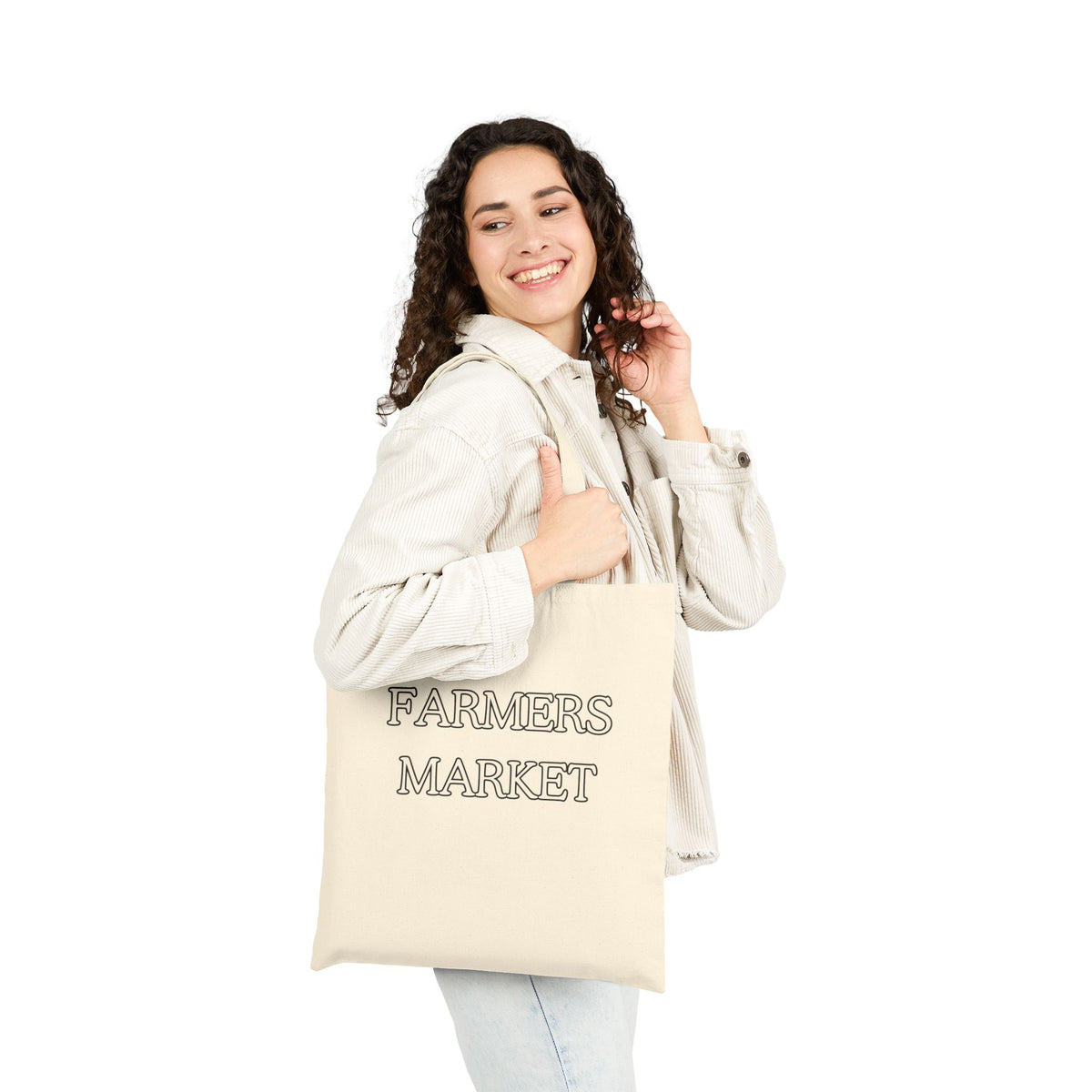 Farmers Market Cotton Canvas Tote Bag | Natural Market Shopper