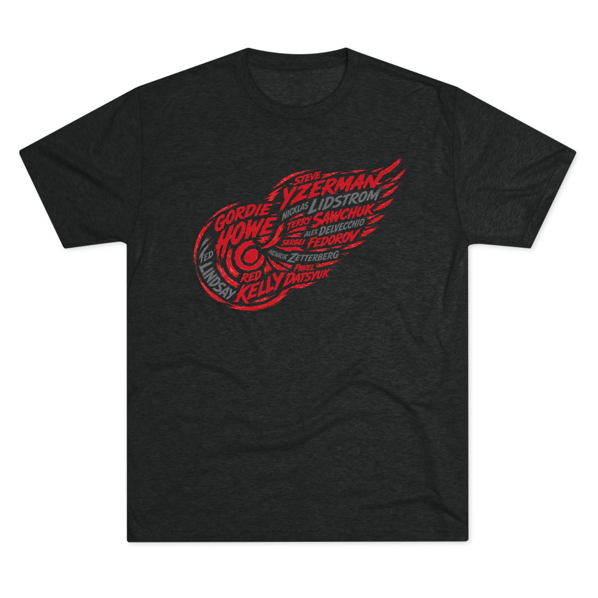 All-time Wings Names Vintage Sports Tee | Detroit Hockey Names Triblend Soft T-Shirt