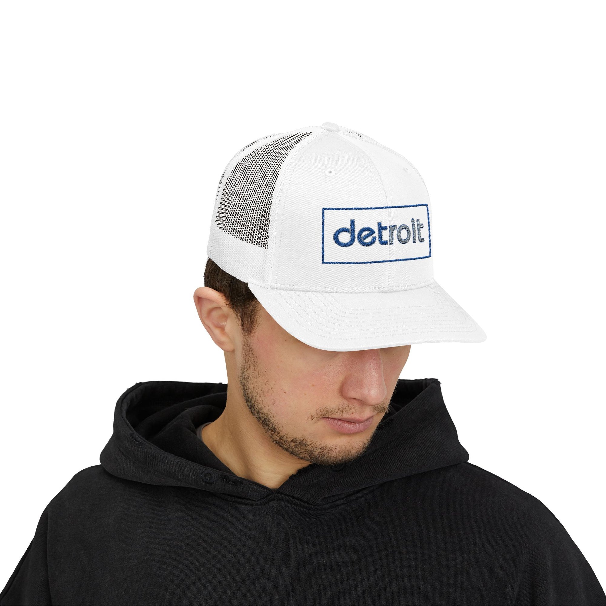 Detroit Embroidered Hat | Blue and Silver Cap | Detroit Football Hat | Minimalist Detroit Hat | Snapback Trucker Cap Gift