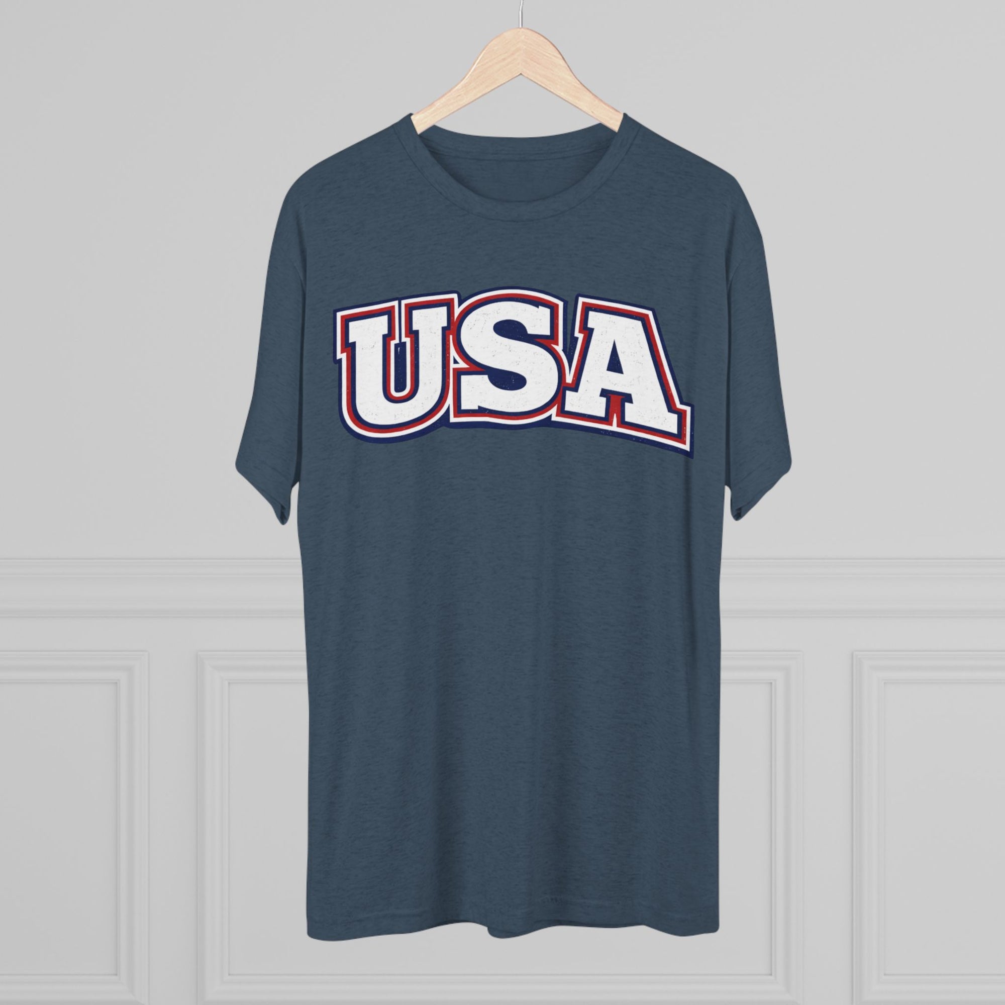USA Retro Arch Tee | Patriotic Red White Blue Graphic Shirt