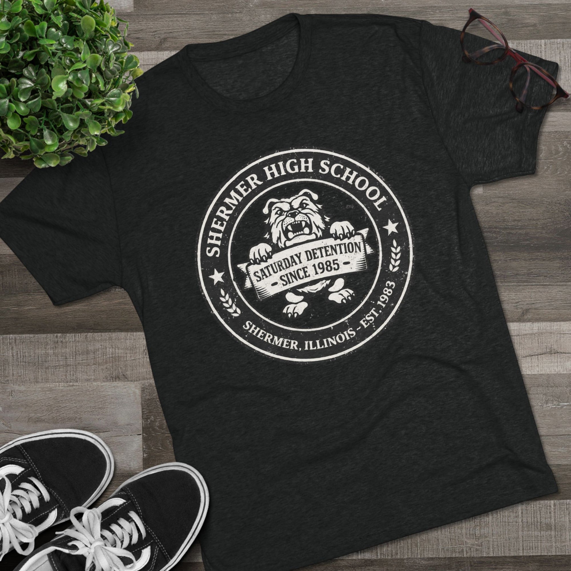 Shermer High School Shirt, Breakfast Club Tee, Saturday Detention 1985, Fake School Crest Tee, 80s Movie Gift, Funny Nostalgia Shirt