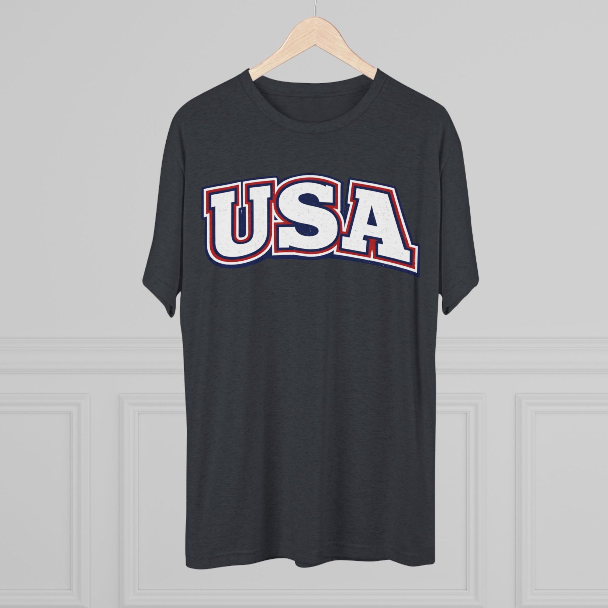USA Retro Arch Tee | Patriotic Red White Blue Graphic Shirt