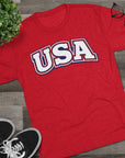 USA Retro Arch Tee | Patriotic Red White Blue Graphic Shirt