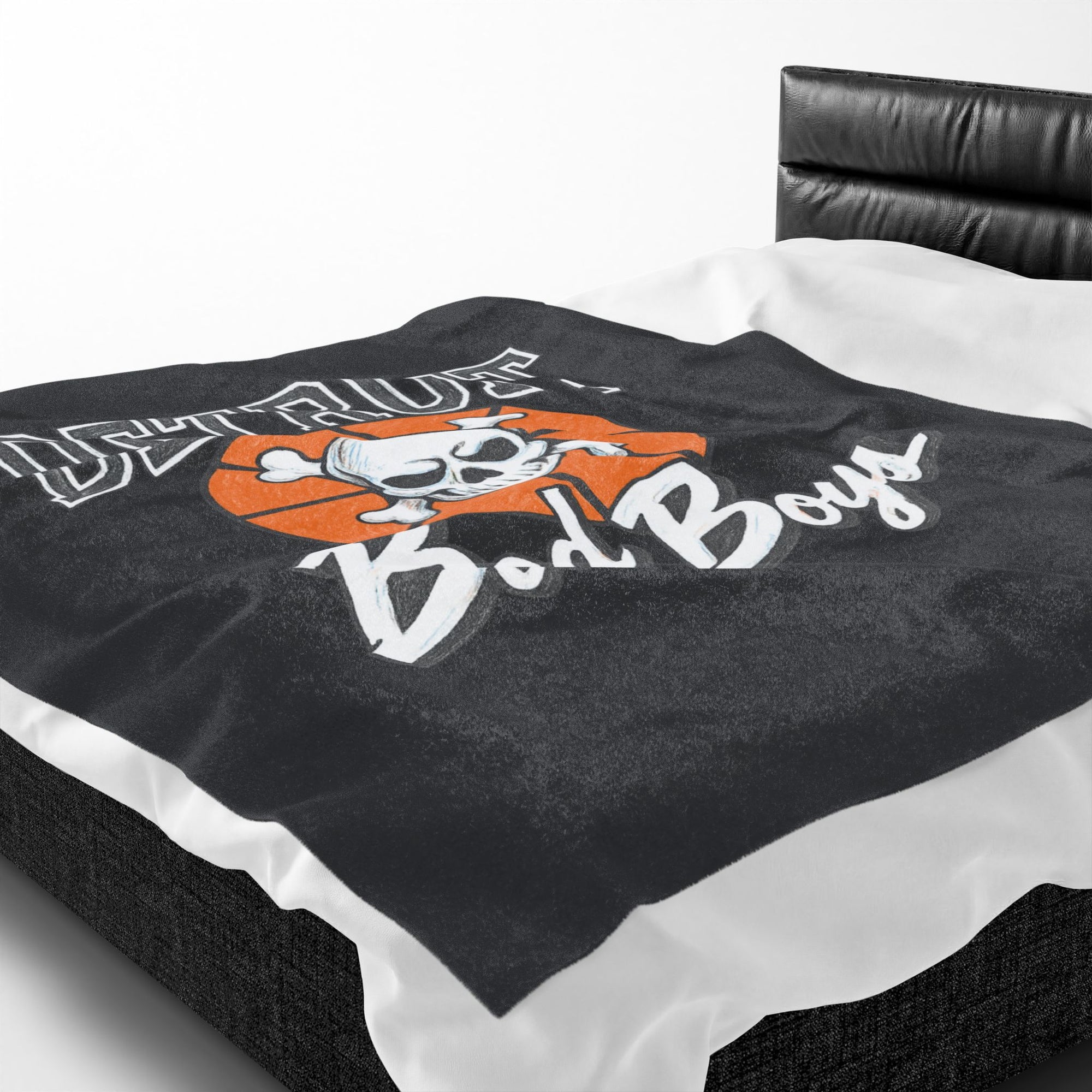 Detroit Bad Boys Skull Basketball Blanket | Velveteen Plush Blanket