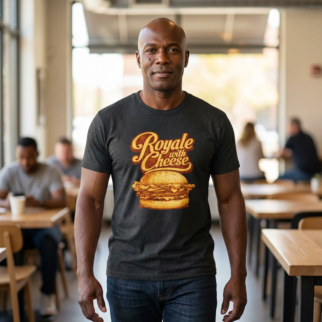 Royale With Cheese Shirt, Retro Burger Tee, Funny Movie Quote T-Shirt, Foodie Gift for Him, Vintage Graphic Tee, Burger Lover Shirt