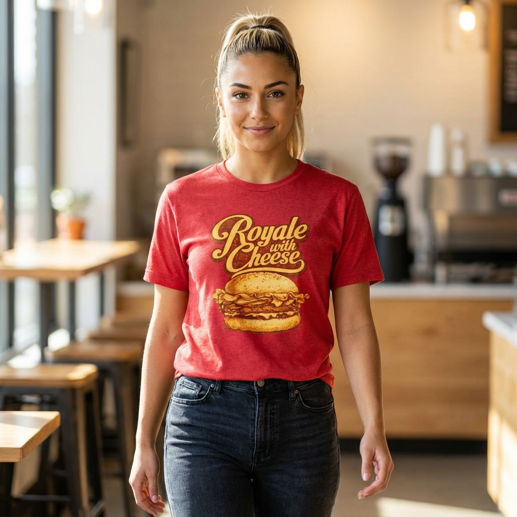 Royale With Cheese Shirt, Retro Burger Tee, Funny Movie Quote T-Shirt, Foodie Gift for Him, Vintage Graphic Tee, Burger Lover Shirt