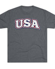 USA Retro Arch Tee | Patriotic Red White Blue Graphic Shirt