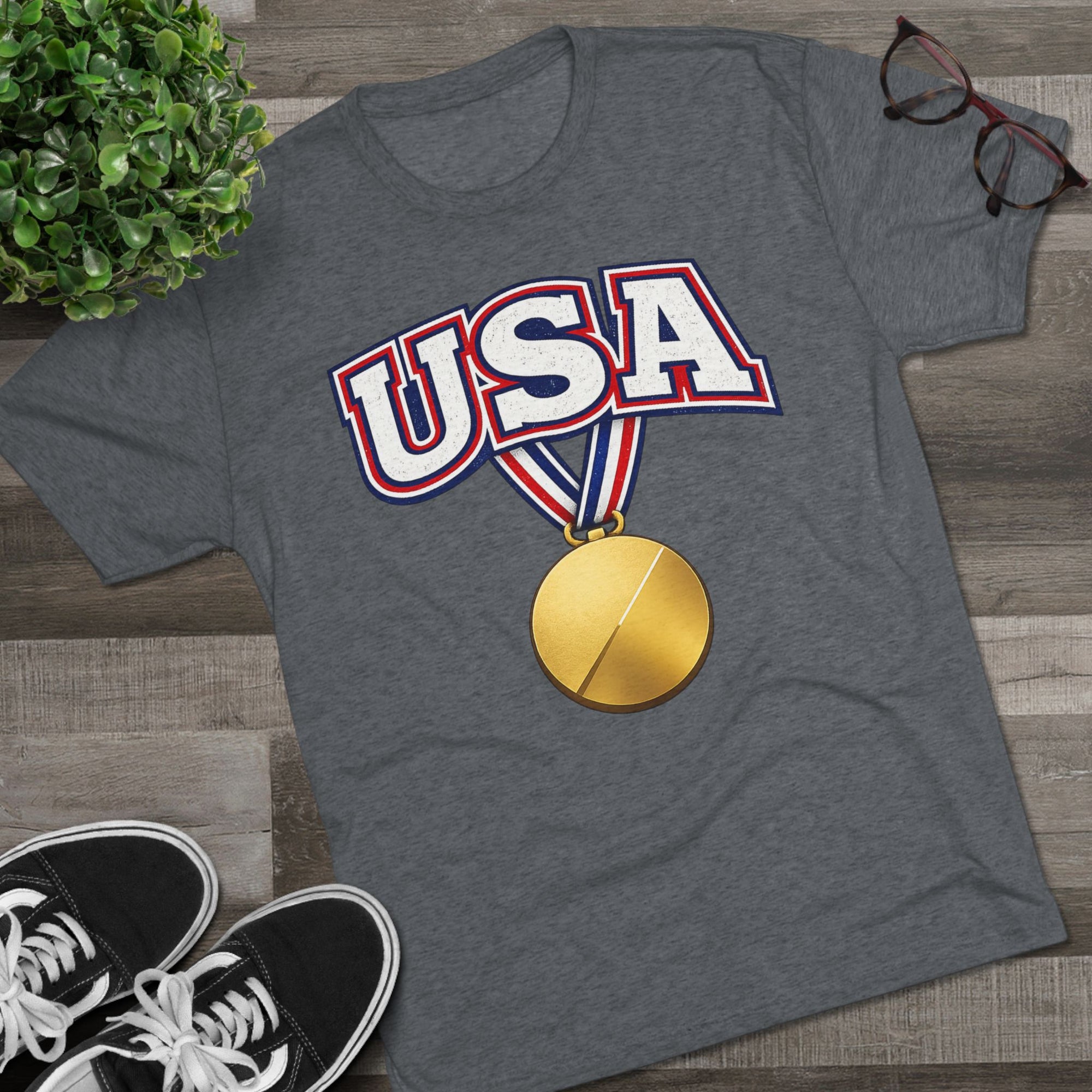 USA Medal Graphic Tee | Patriotic Sports Shirt, 4th of July Apparel