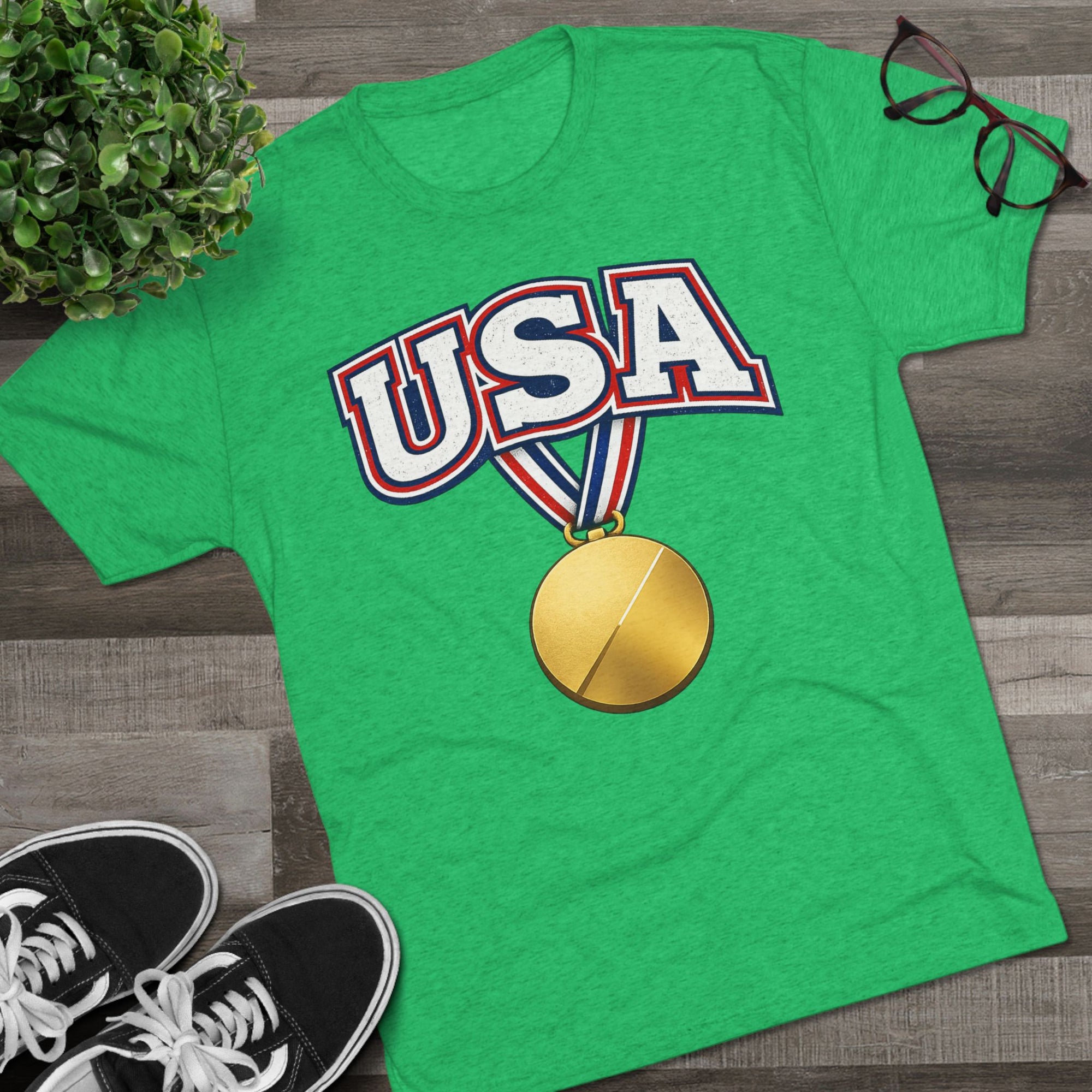 USA Medal Graphic Tee | Patriotic Sports Shirt, 4th of July Apparel