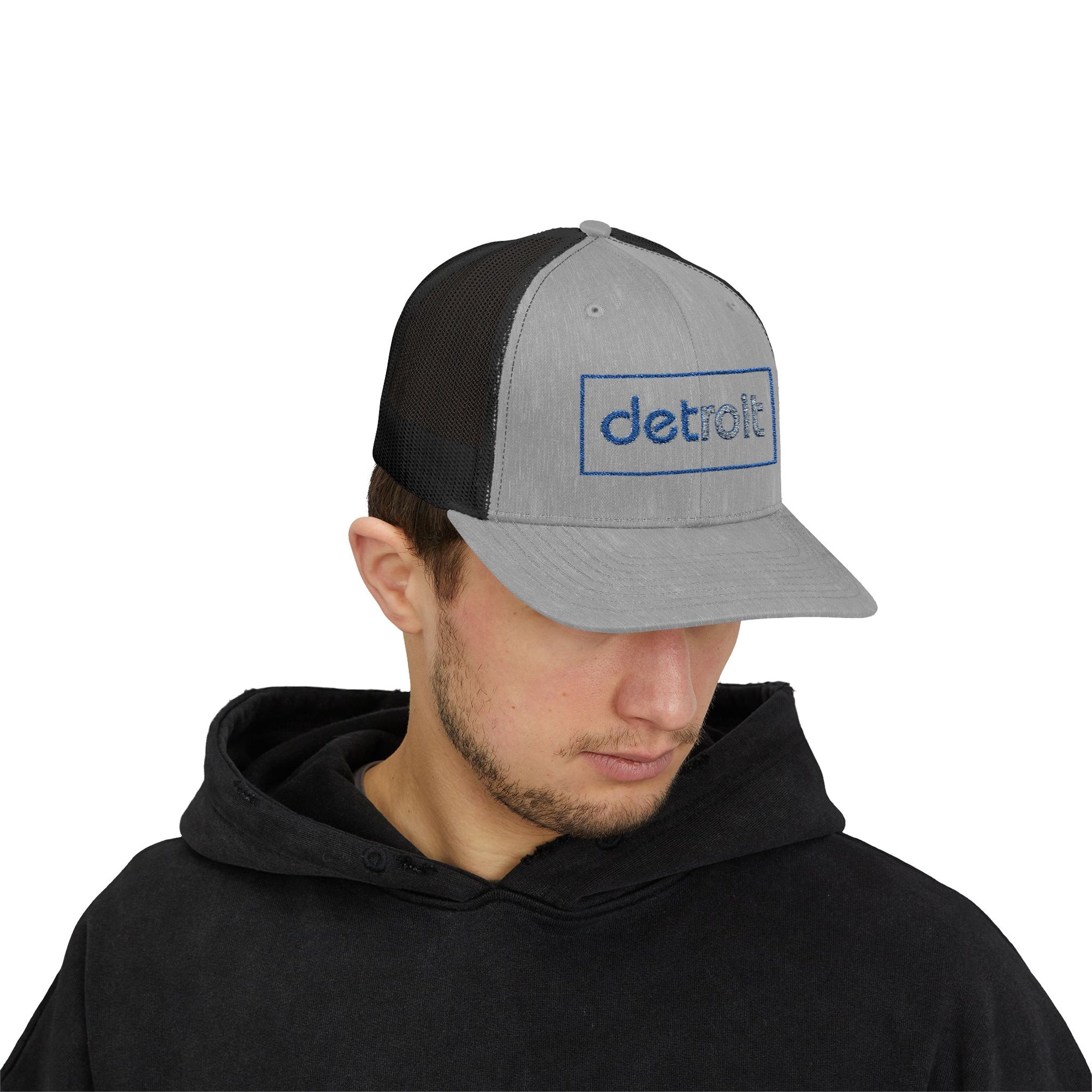 Detroit Embroidered Hat | Blue and Silver Cap | Detroit Football Hat | Minimalist Detroit Hat | Snapback Trucker Cap Gift