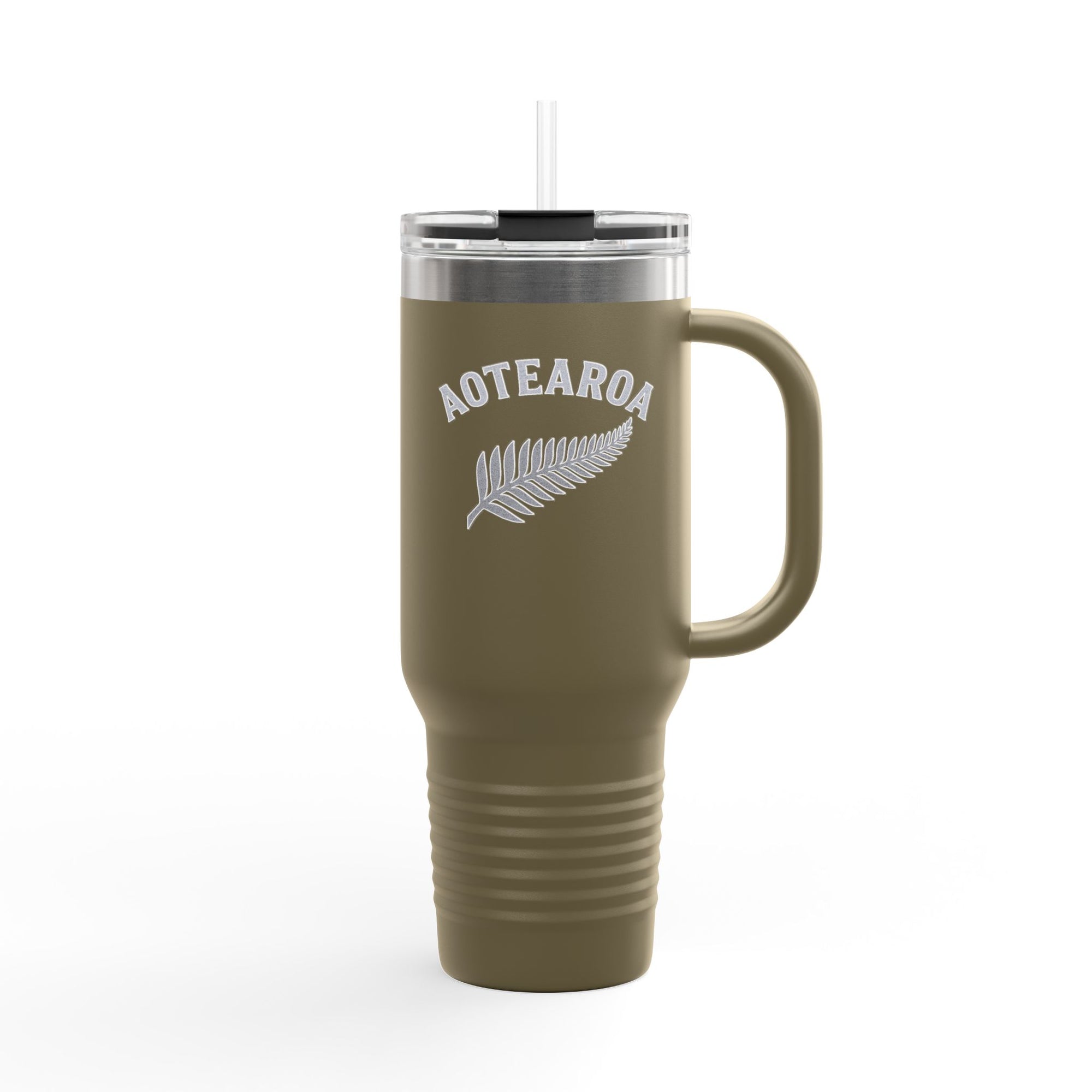Aotearoa 40oz Travel Mug | Stanley Style Tumbler | New Zealand Insulated Mug | Silver Fern Cup | Kiwi Travel Cup | Large Handle Tumbler