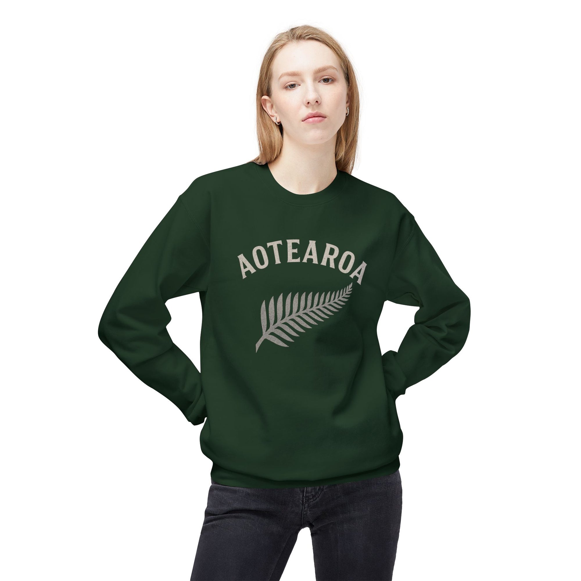 Aotearoa Fern Crewneck Sweatshirt | New Zealand Silver Fern