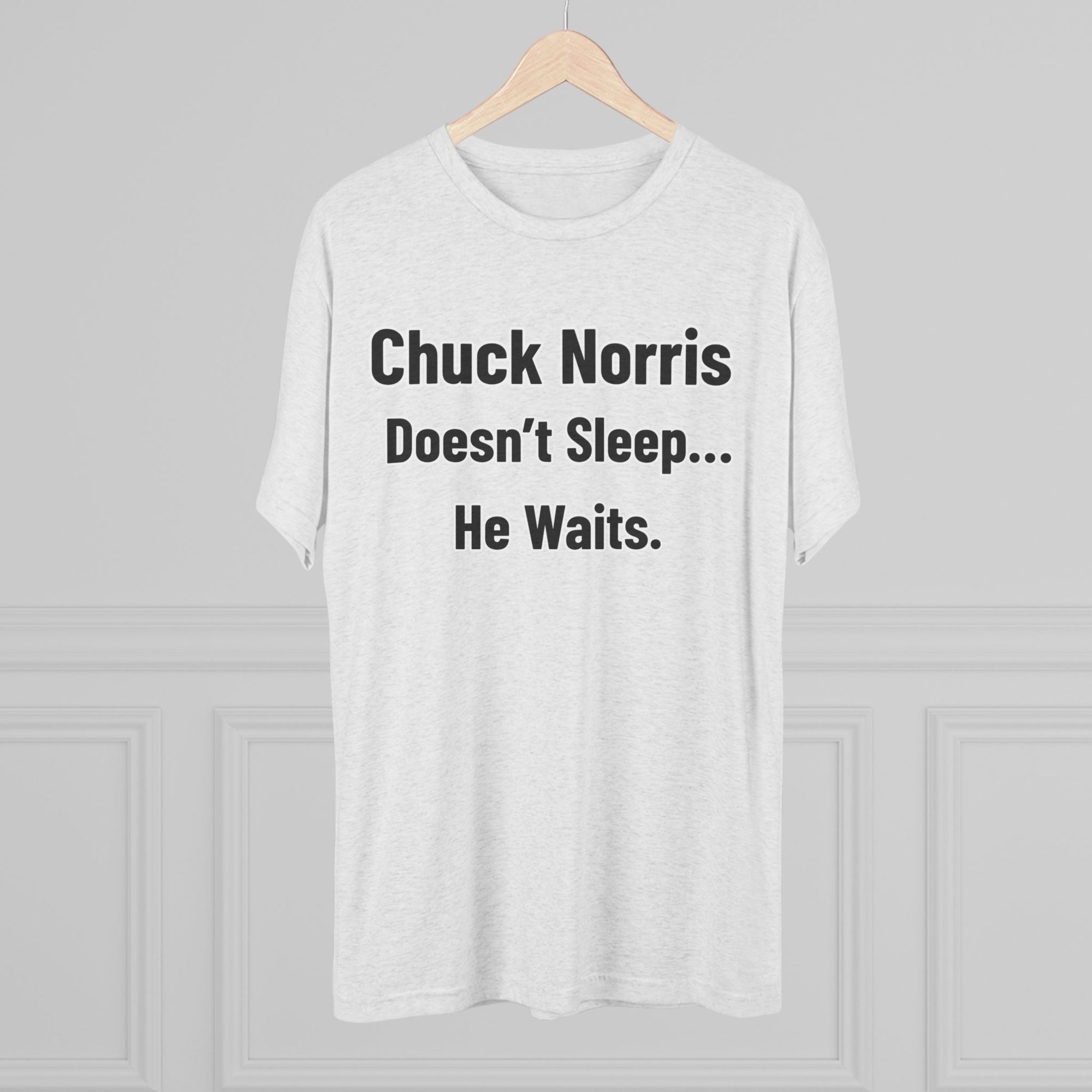Chuck Norris Doesn't Sleep He Waits Shirt | Funny Chuck Norris Tee | Retro Humor Shirt | Dad Joke T-Shirt | Classic Funny Gift