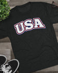 USA Retro Arch Tee | Patriotic Red White Blue Graphic Shirt