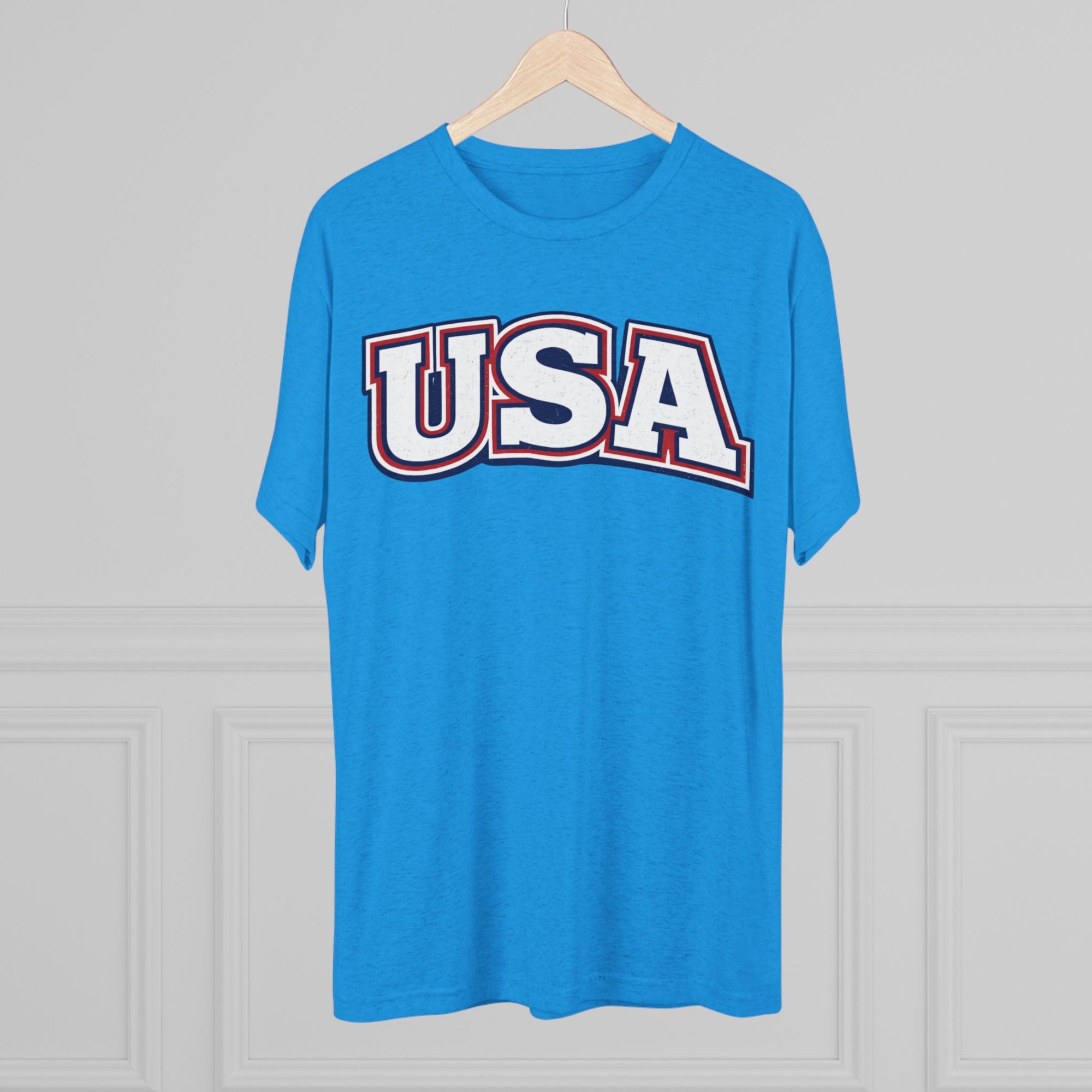 USA Retro Arch Tee | Patriotic Red White Blue Graphic Shirt