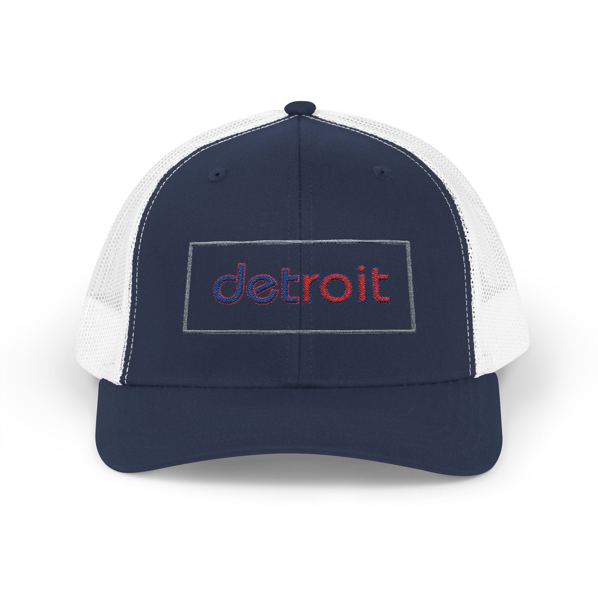 Detroit Hat Embroidered | Red Blue Detroit Cap | Lowercase Detroit Hat | Detroit Basketball Colors Hat | Minimalist Snapback | Trucker Hat
