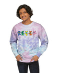 Dancing Rainbow Bears Sweatshirt | Light Blue Tie-Dye Crewneck