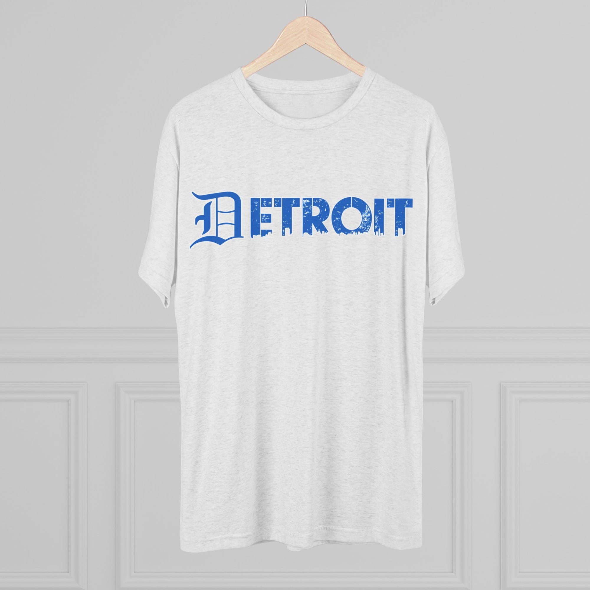 Copy of Detroit Blue &amp; White Triblend T-Shirt | Old English Detroit Tee | Super Soft Vintage Detroit Shirt | Detroit Streetwear | Motor City Tee