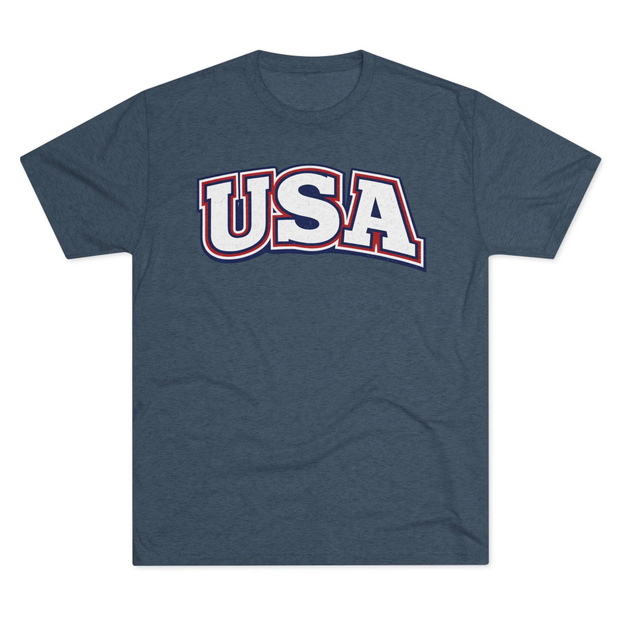 USA Retro Arch Tee | Patriotic Red White Blue Graphic Shirt