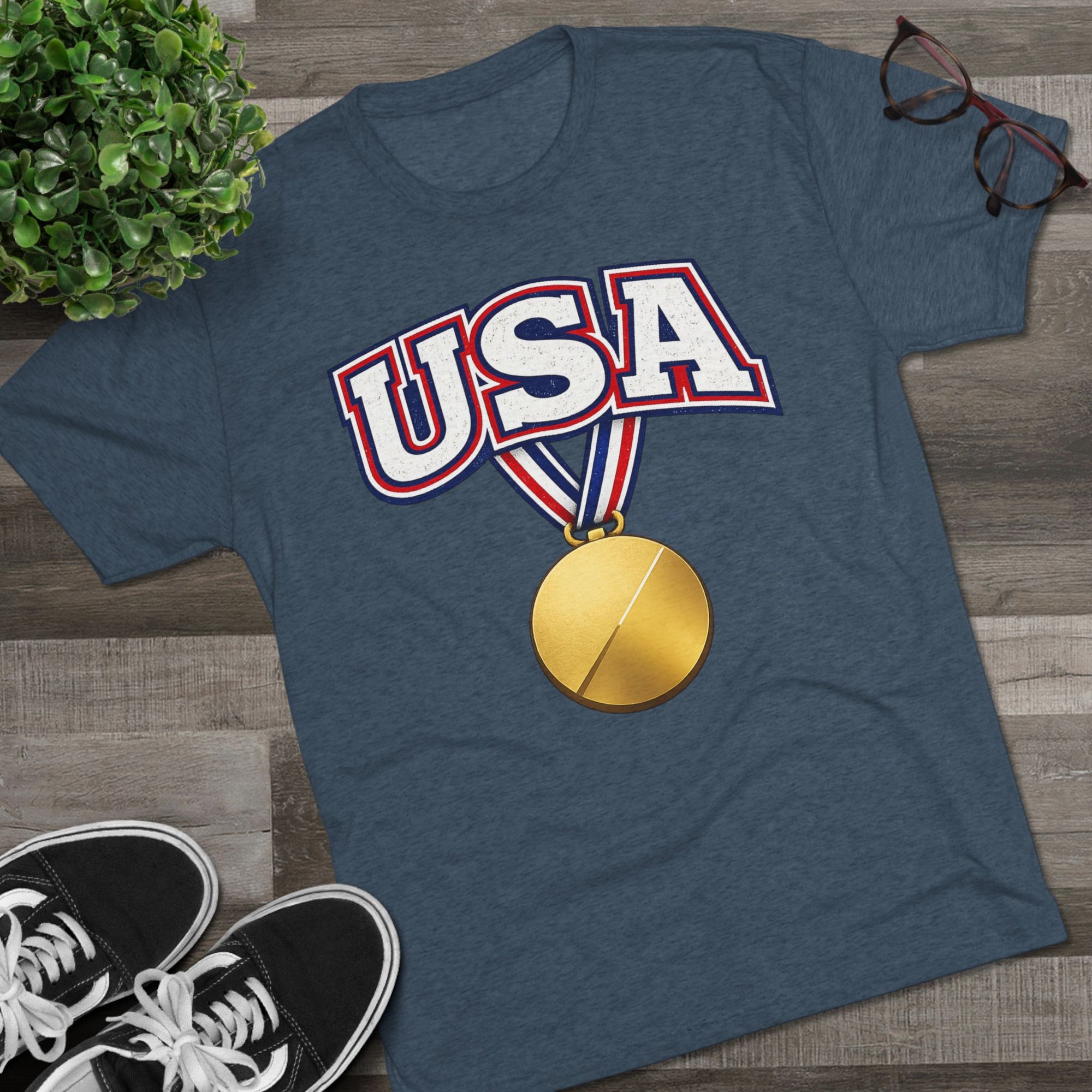 USA Medal Graphic Tee | Patriotic Sports Shirt, 4th of July Apparel