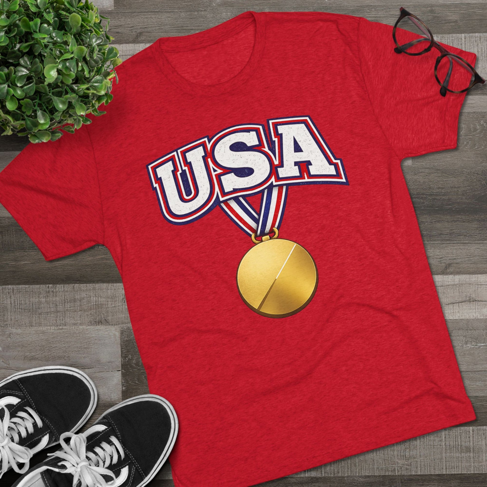 USA Medal Graphic Tee | Patriotic Sports Shirt, 4th of July Apparel
