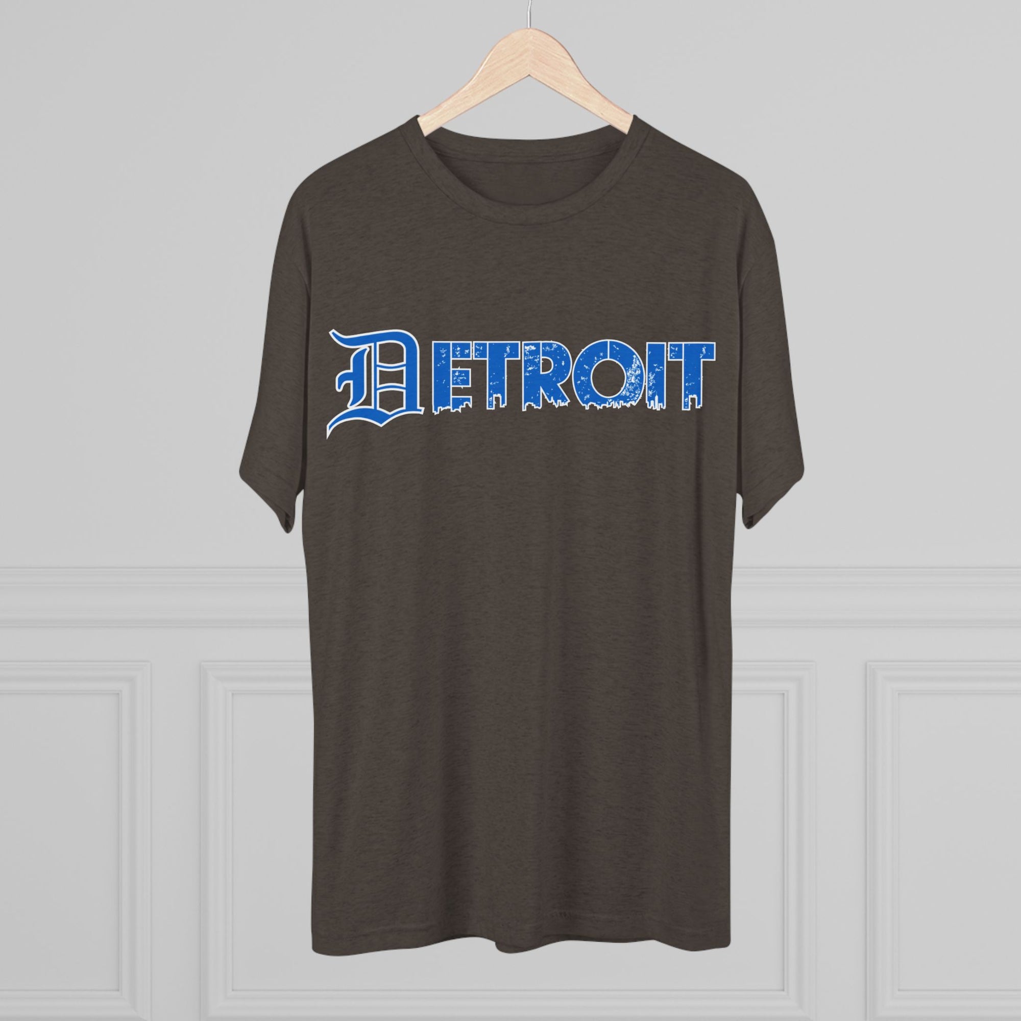 Copy of Detroit Blue &amp; White Triblend T-Shirt | Old English Detroit Tee | Super Soft Vintage Detroit Shirt | Detroit Streetwear | Motor City Tee