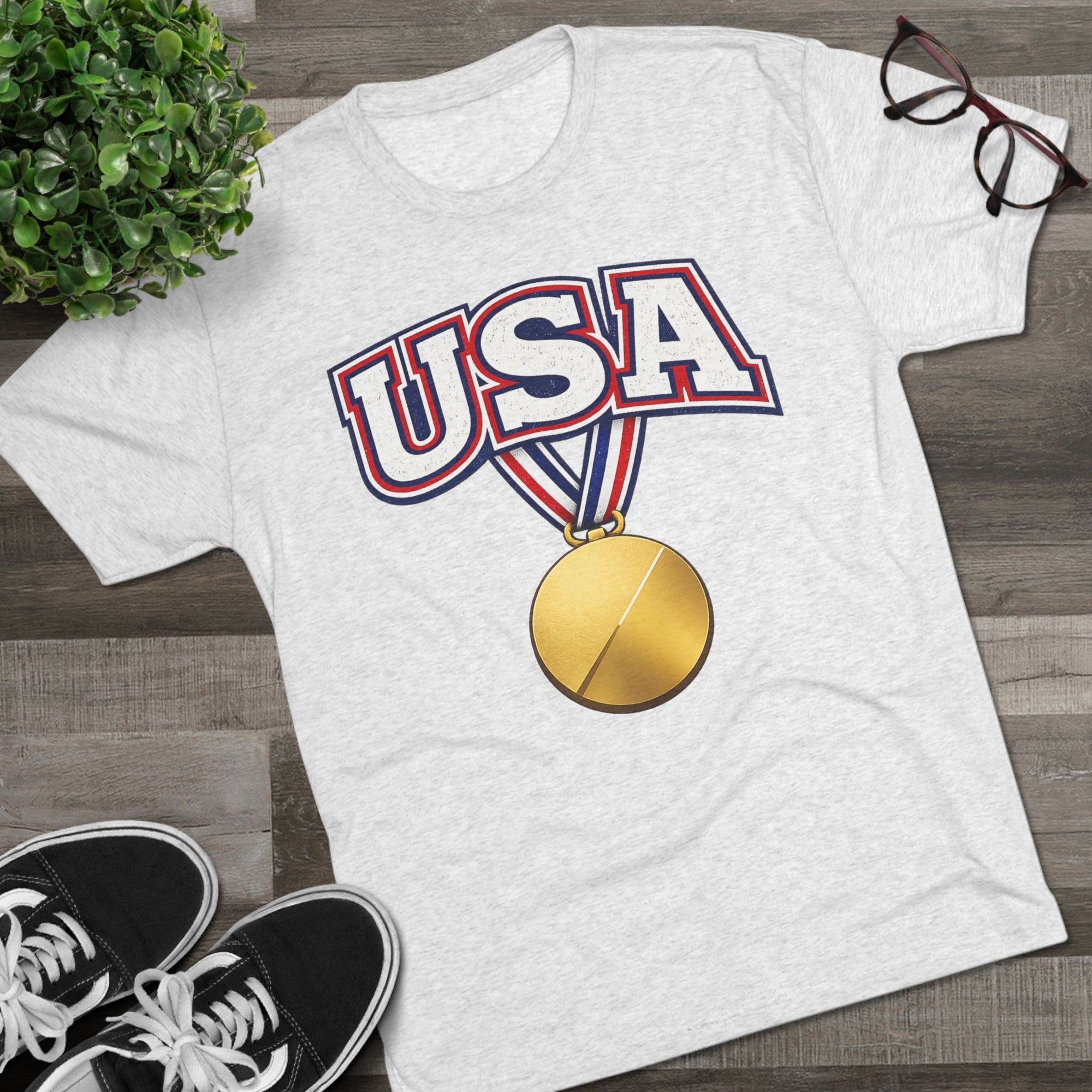 USA Medal Graphic Tee | Patriotic Sports Shirt, 4th of July Apparel