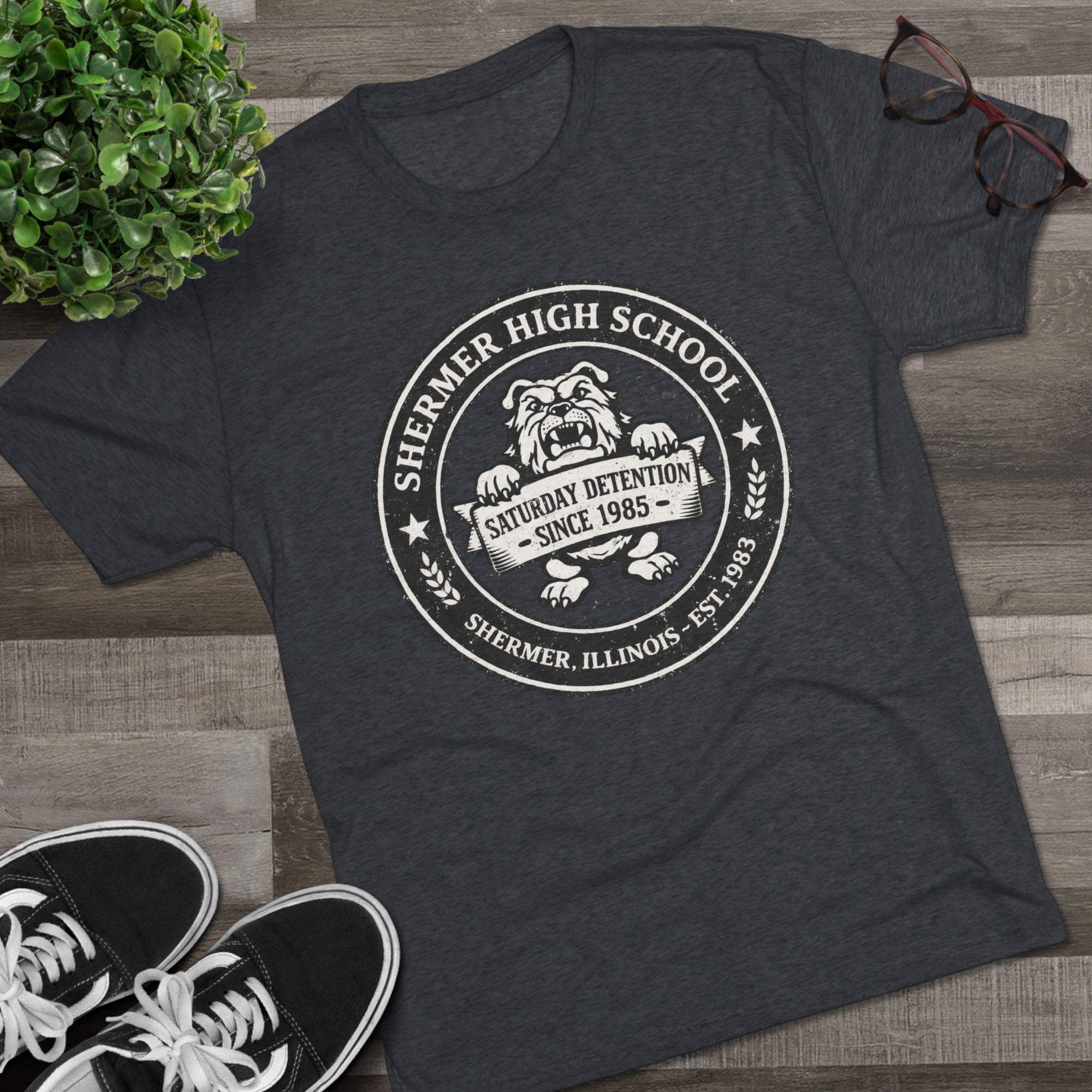 Shermer High School Shirt, Breakfast Club Tee, Saturday Detention 1985, Fake School Crest Tee, 80s Movie Gift, Funny Nostalgia Shirt