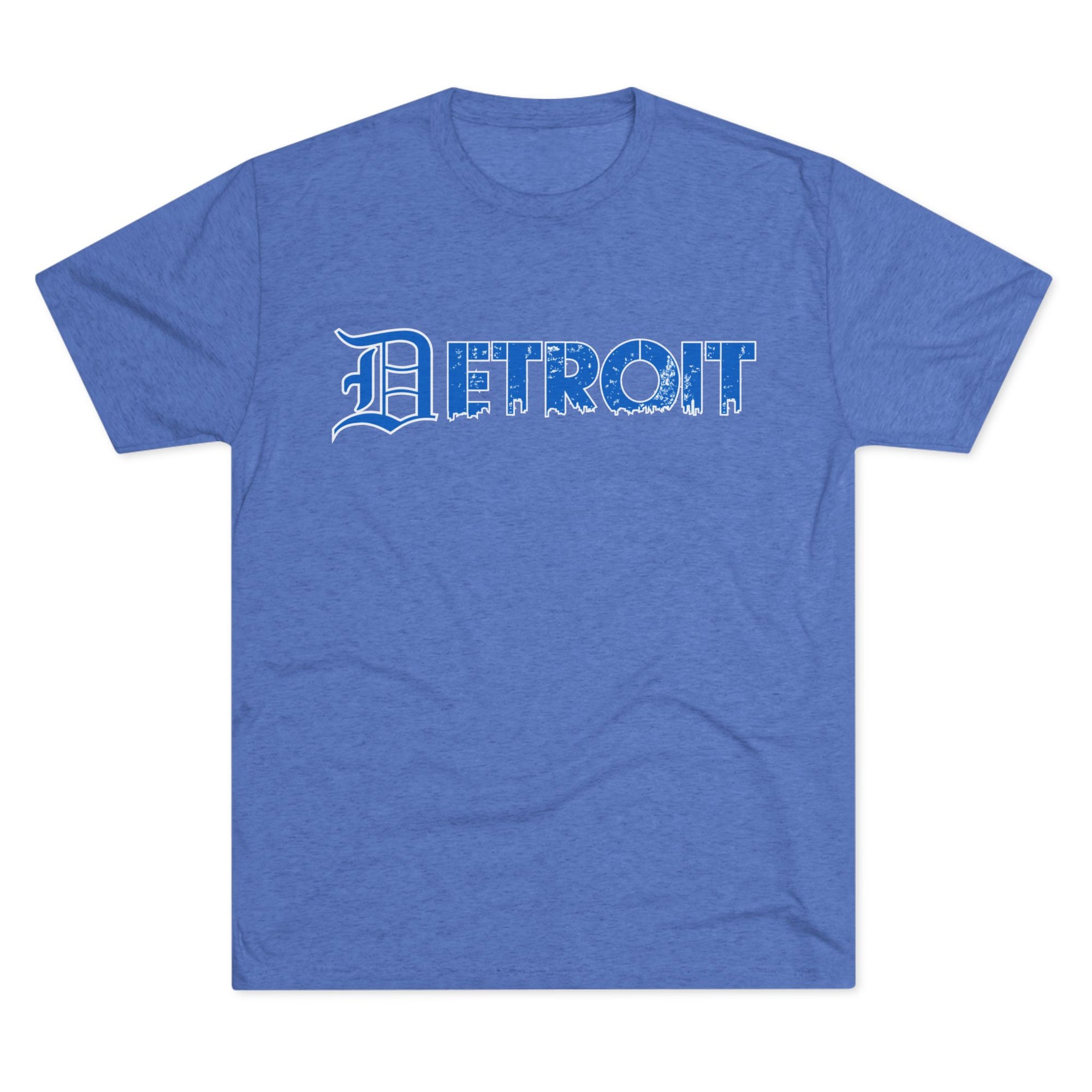 Copy of Detroit Blue &amp; White Triblend T-Shirt | Old English Detroit Tee | Super Soft Vintage Detroit Shirt | Detroit Streetwear | Motor City Tee