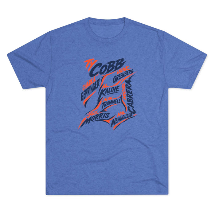 All-time Tigers Names Vintage Sports Tee | Detroit Baseball Names Triblend Soft T-Shirt