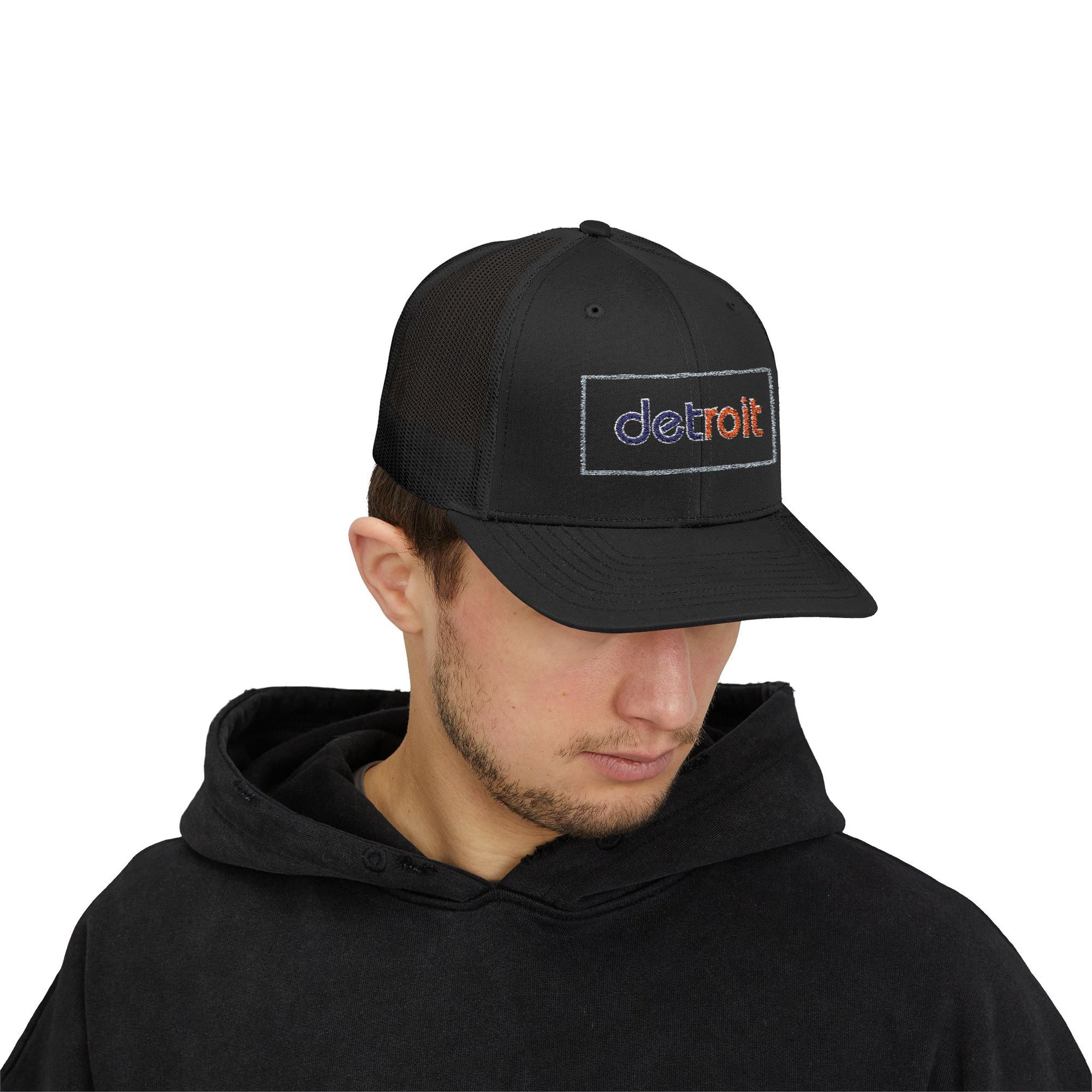 Detroit Hat Embroidered | Orange Blue Detroit Cap | Lowercase Detroit Hat | Detroit Baseball Colors Hat | Minimalist Snapback | Trucker Hat