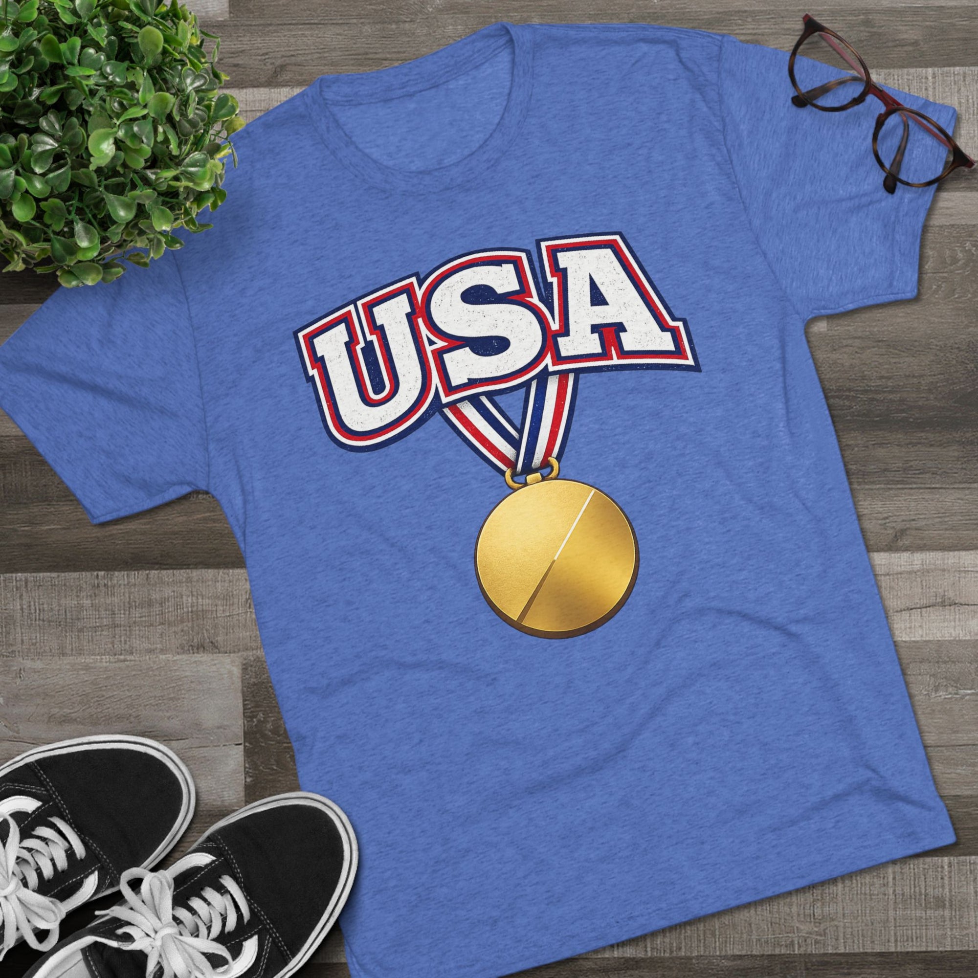USA Medal Graphic Tee | Patriotic Sports Shirt, 4th of July Apparel