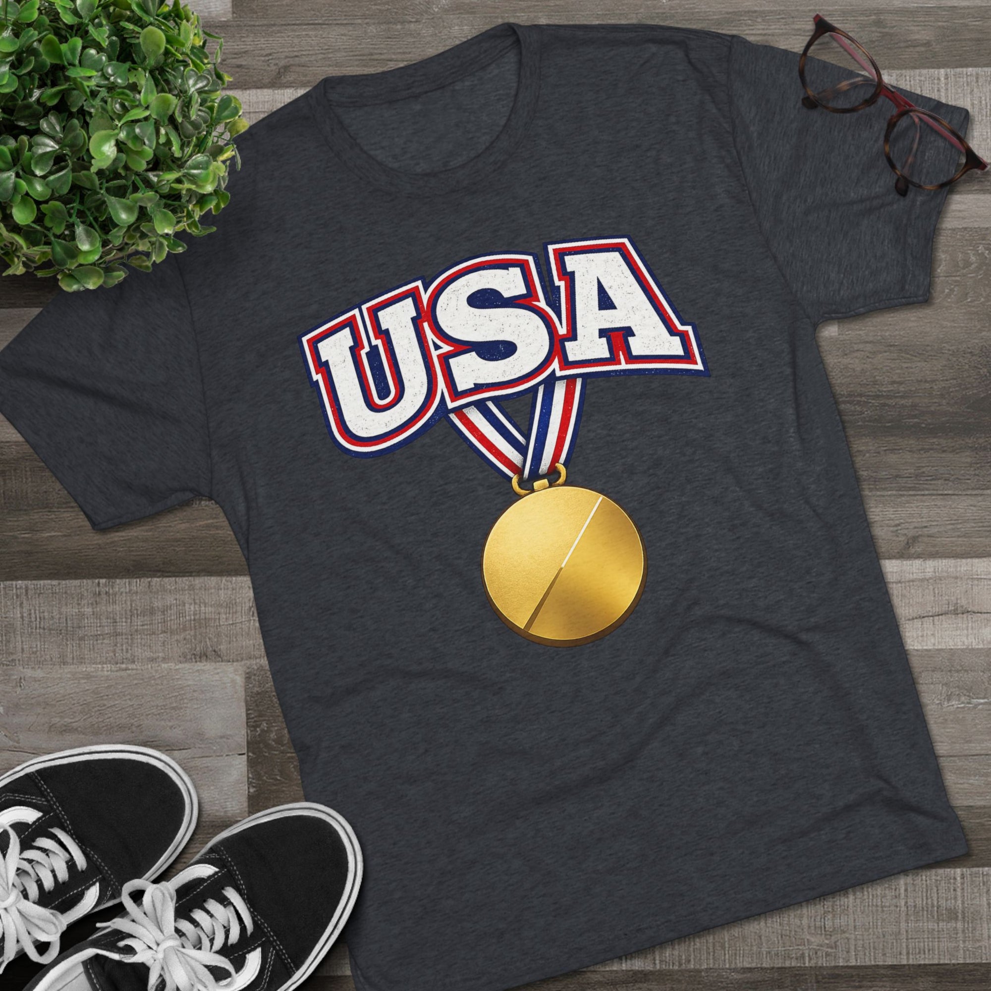 USA Medal Graphic Tee | Patriotic Sports Shirt, 4th of July Apparel
