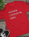 Production Line Howe, Lindsay and Abel Red Wings Greats Surnames Stack Tee | Howe Lindsay Abel T-Shirt | Triblend Comfy Soft Buttery Feel