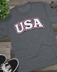 USA Retro Arch Tee | Patriotic Red White Blue Graphic Shirt