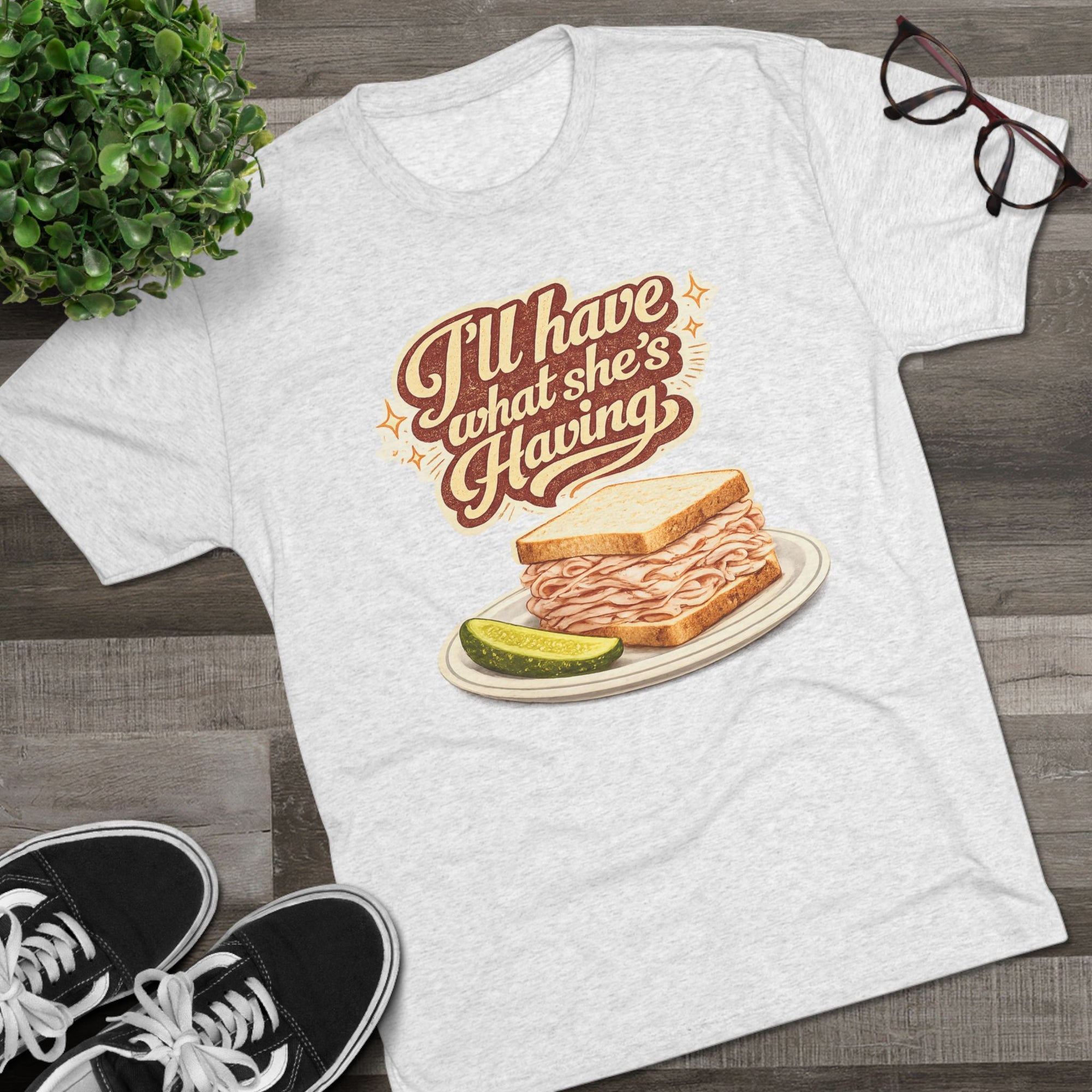I'll Have What Shes Having Shirt, Funny Deli Sandwich Tee, Movie Quote T-Shirt, Foodie Gift for Her, Retro Graphic Tee, Rom Com Fan Shirt