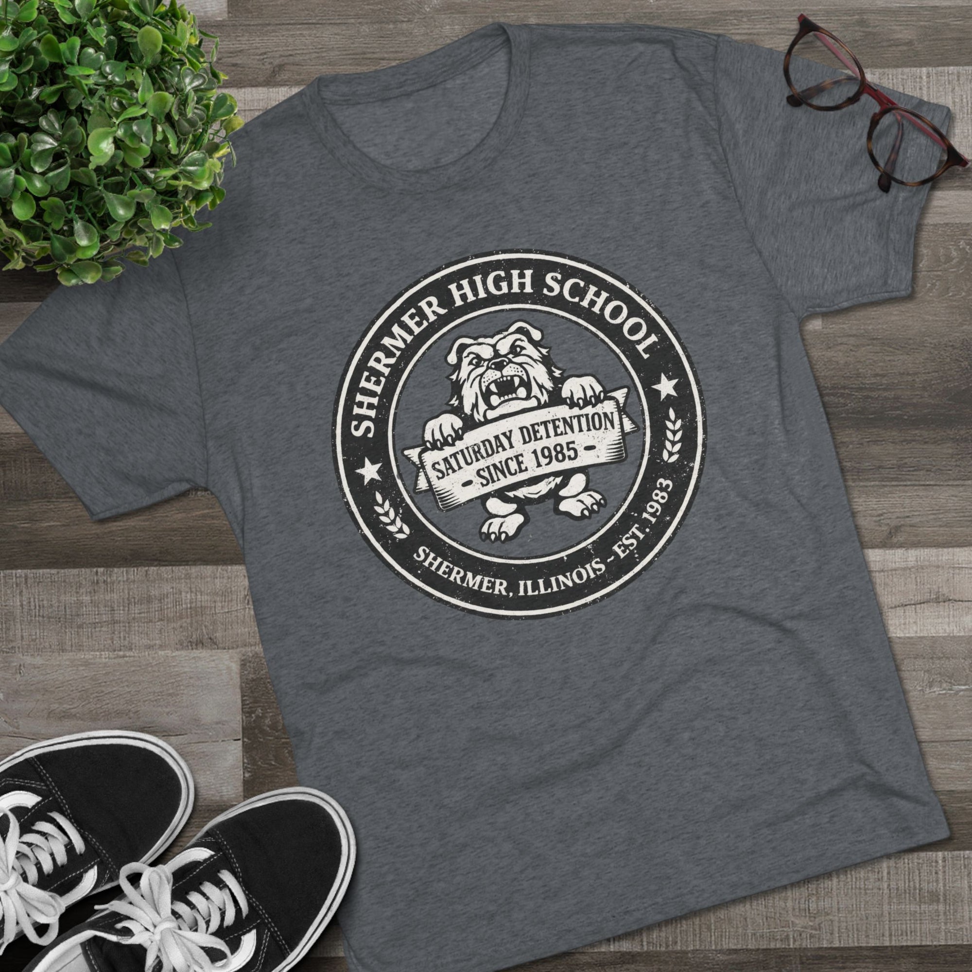 Shermer High School Shirt, Breakfast Club Tee, Saturday Detention 1985, Fake School Crest Tee, 80s Movie Gift, Funny Nostalgia Shirt