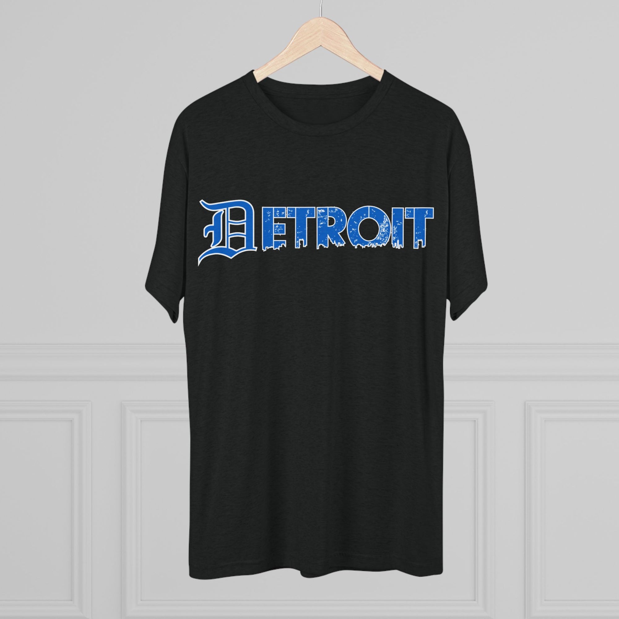 Copy of Detroit Blue &amp; White Triblend T-Shirt | Old English Detroit Tee | Super Soft Vintage Detroit Shirt | Detroit Streetwear | Motor City Tee