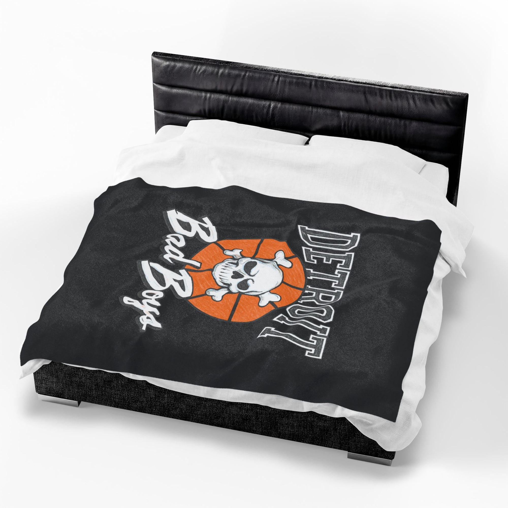 Detroit Bad Boys Skull Basketball Blanket | Velveteen Plush Blanket