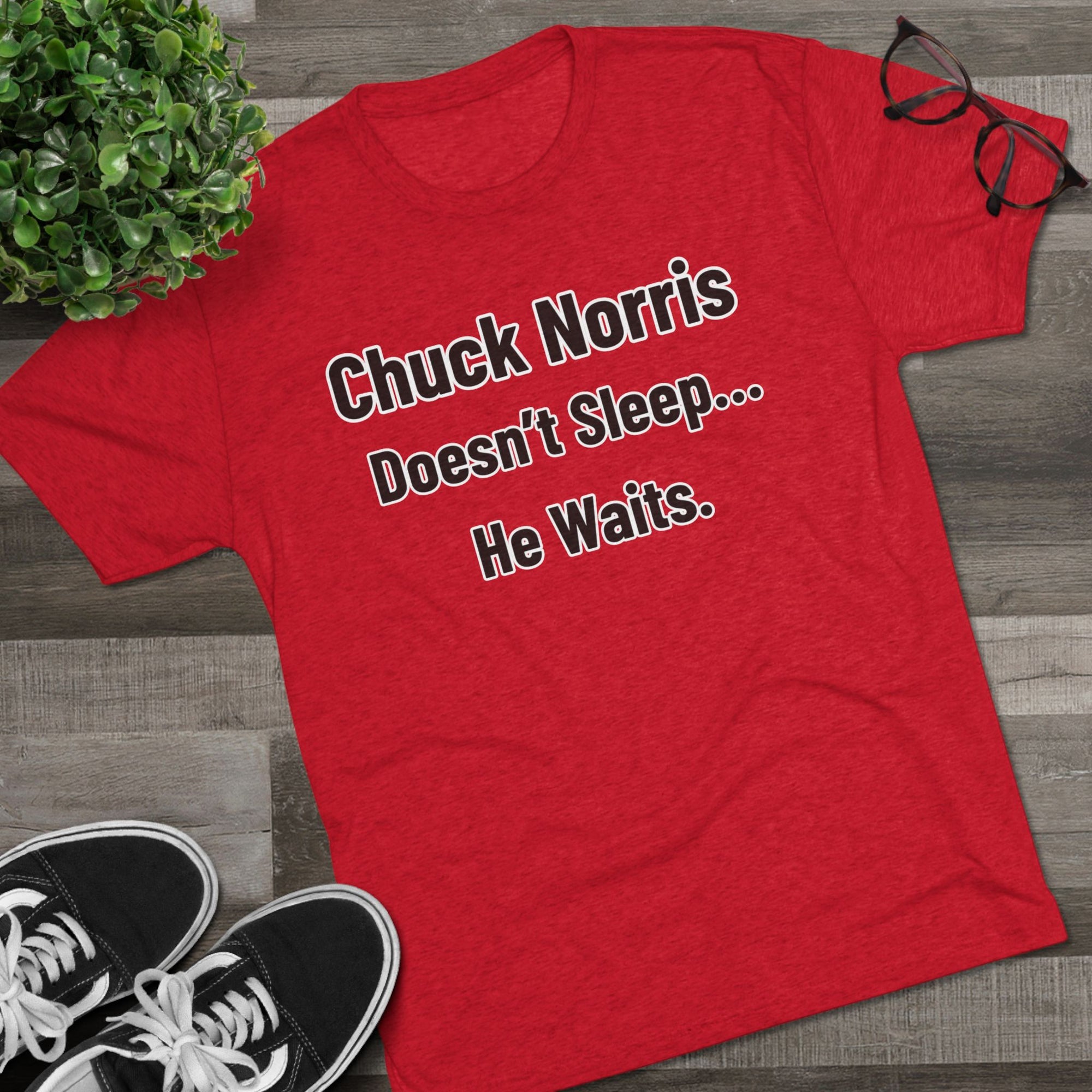 Chuck Norris Doesn't Sleep He Waits Shirt | Funny Chuck Norris Tee | Retro Humor Shirt | Dad Joke T-Shirt | Classic Funny Gift