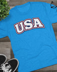 USA Retro Arch Tee | Patriotic Red White Blue Graphic Shirt