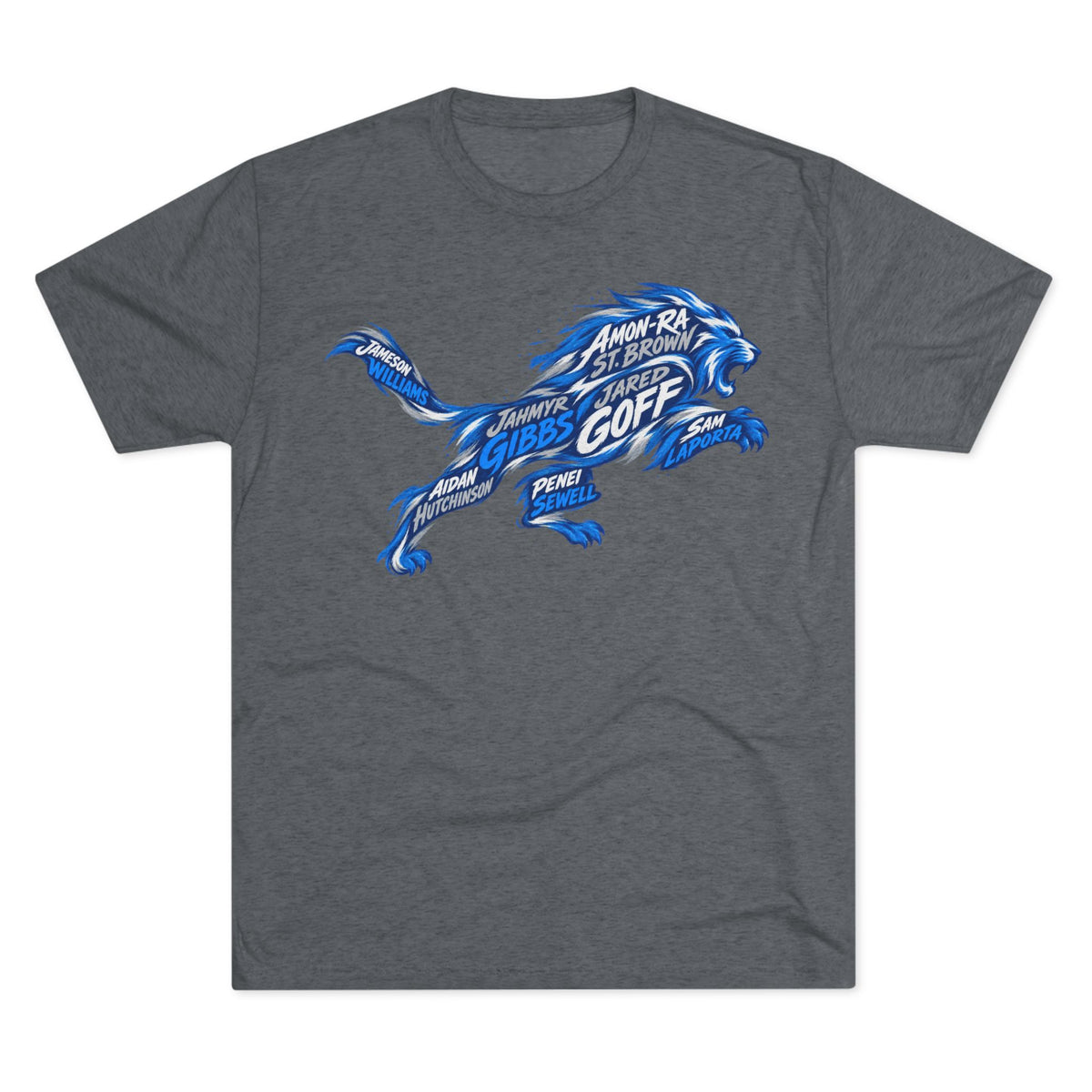 Lions Names Vintage Sports Tee | Detroit Football Names Triblend Soft T-Shirt