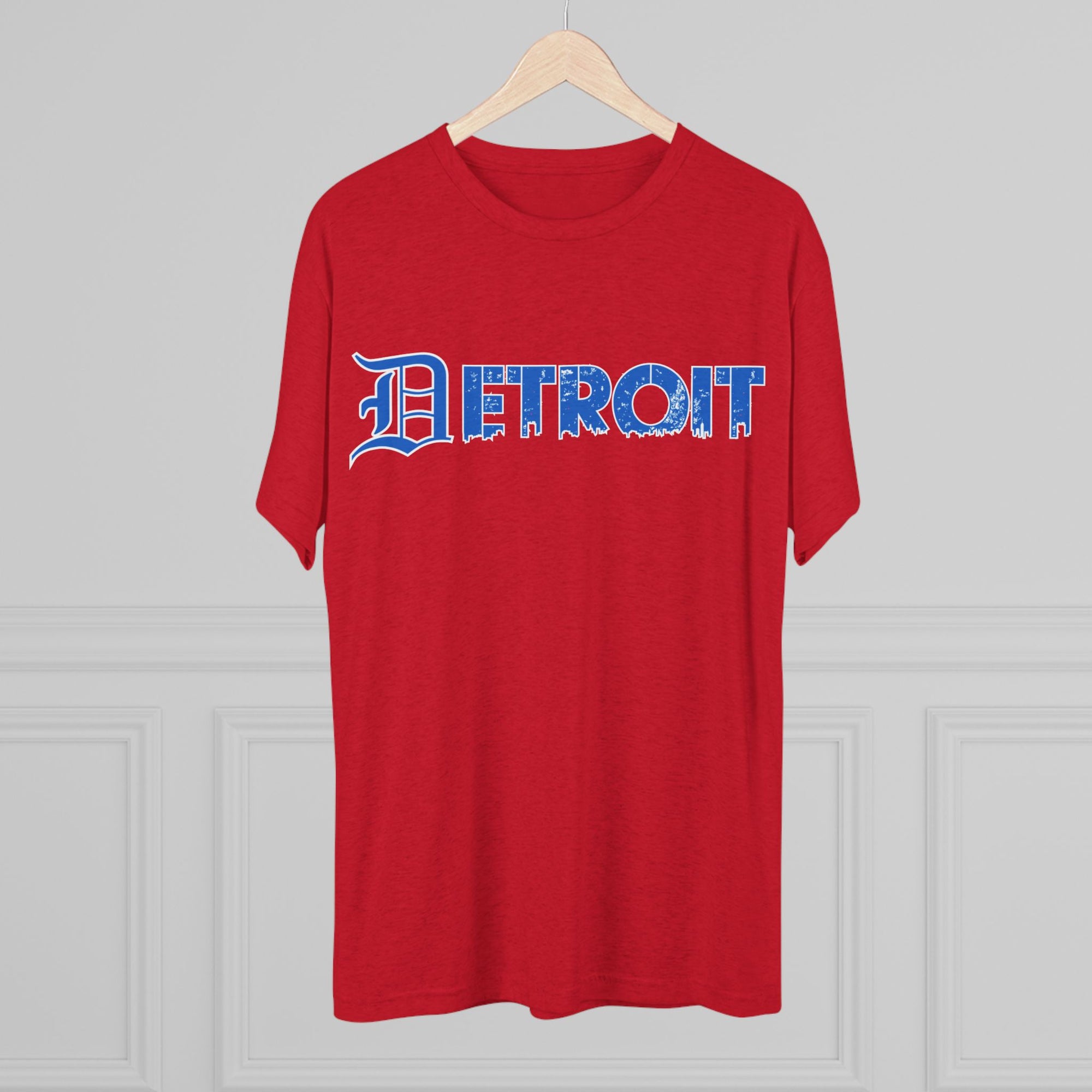 Copy of Detroit Blue &amp; White Triblend T-Shirt | Old English Detroit Tee | Super Soft Vintage Detroit Shirt | Detroit Streetwear | Motor City Tee